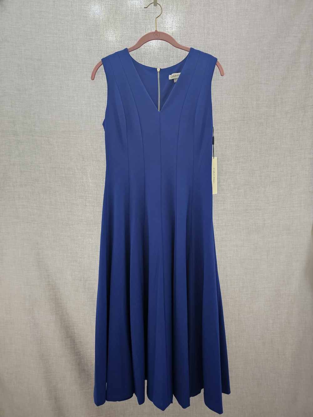 Calvin Klein Deep Blue Sleeveless Midi A-Line Dress